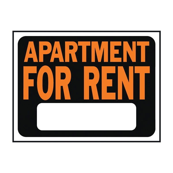 Hy-Ko Hy-Glo Series 3001 Identification Sign, 8-1/2 x 12 in Dimensions, Rectangular, APARTMENT FOR RENT, Plastic, 10/PK - 1