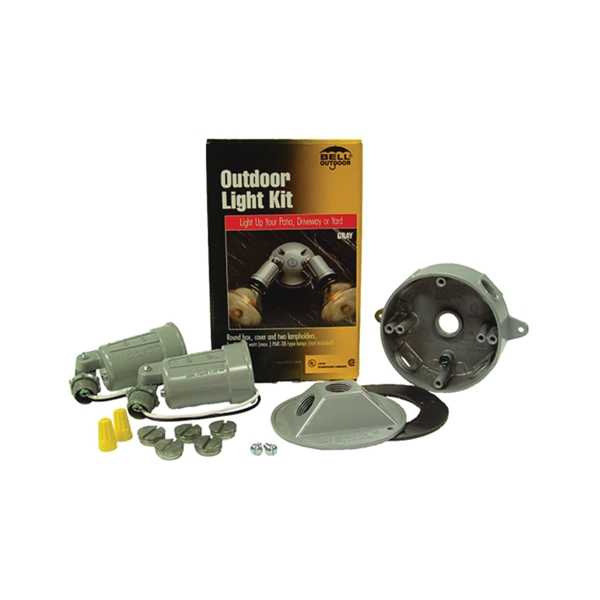 Hubbell 5829-5 Flood Light Kit, 4.961 in L x 8 in W x 4.12 in H Dimensions, Gray Fixture, Incandescent Lamp - 1
