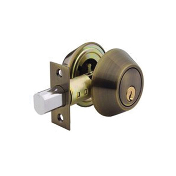Schlage B62NV609KA4 Deadbolt, 1 Grade, SC1 Key, Metal, Antique Brass, 2-3/8, 2-3/4 in Backset - 1