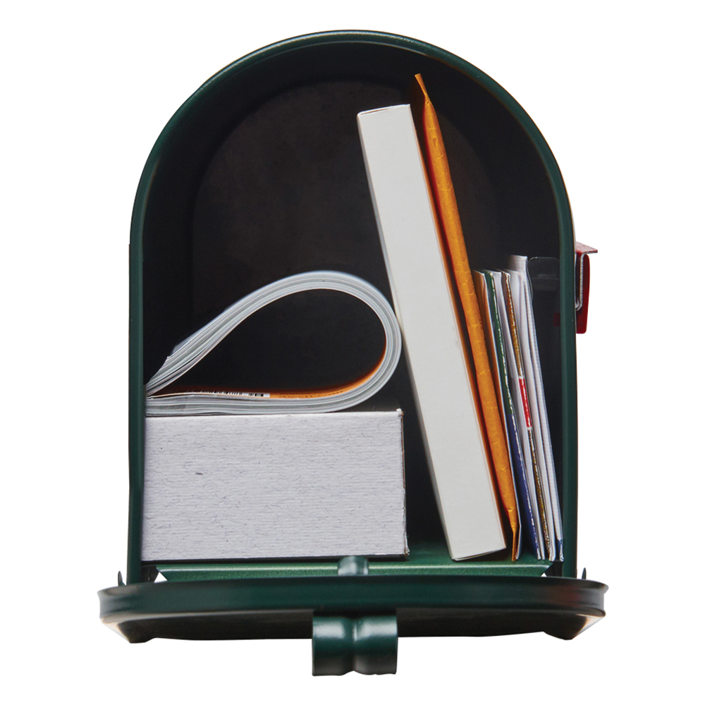 Gibraltar Mailboxes Elite Series E1100G00 Mailbox, 800 cu-in, Steel, Powder-Coated, 6.9 in W, 20.1 in D, 8.9 in H, Green - 2