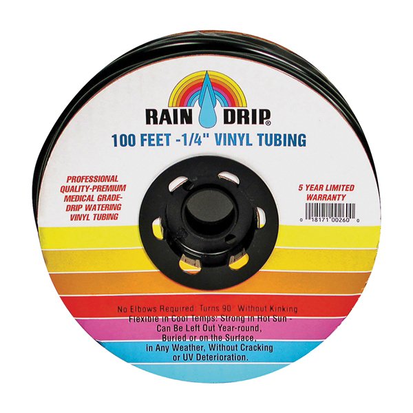 Raindrip 016010T Drip Watering Tubing, 0.16 to 0.197 in ID, 100 ft L, Polyethylene, Black - 2