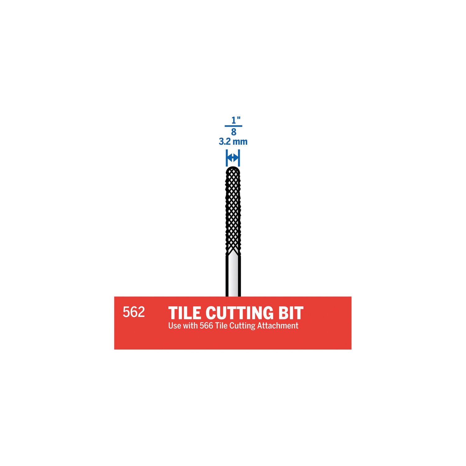 Dremel 562 Cutting Bit, 1/8 in Dia, 1-1/2 in L, 1/8 in Dia Shank, HSS, 8-Flute - 2