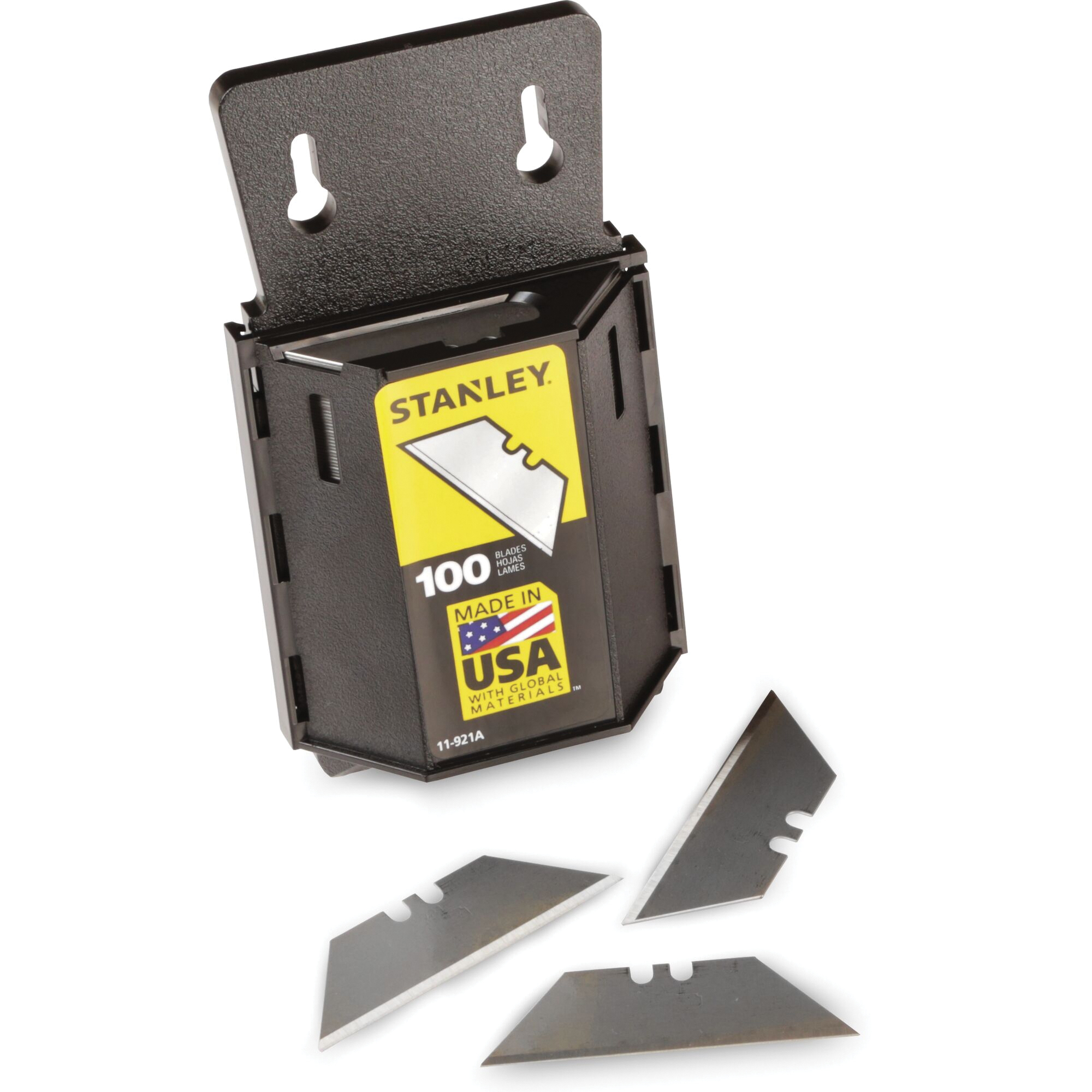 STANLEY 11-921A Utility Blade, 2-7/16 in L, HCS, 2-Point, 100/PK - 4