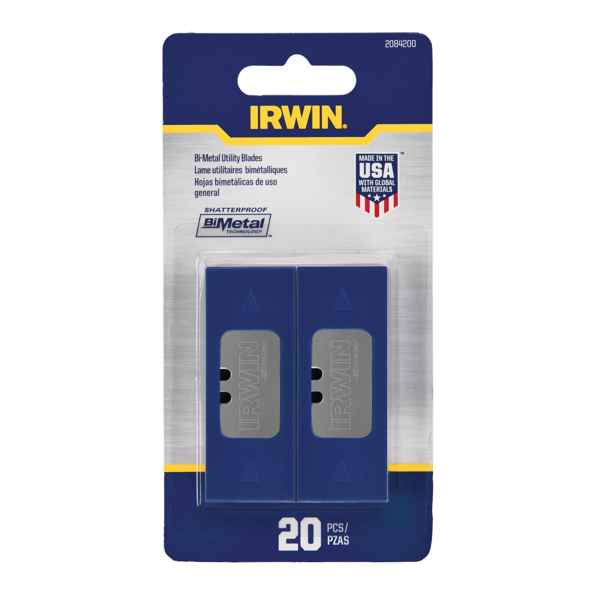 Irwin 2084200 Utility Blade, 2-7/16 in L, HSS, 2-Point - 3