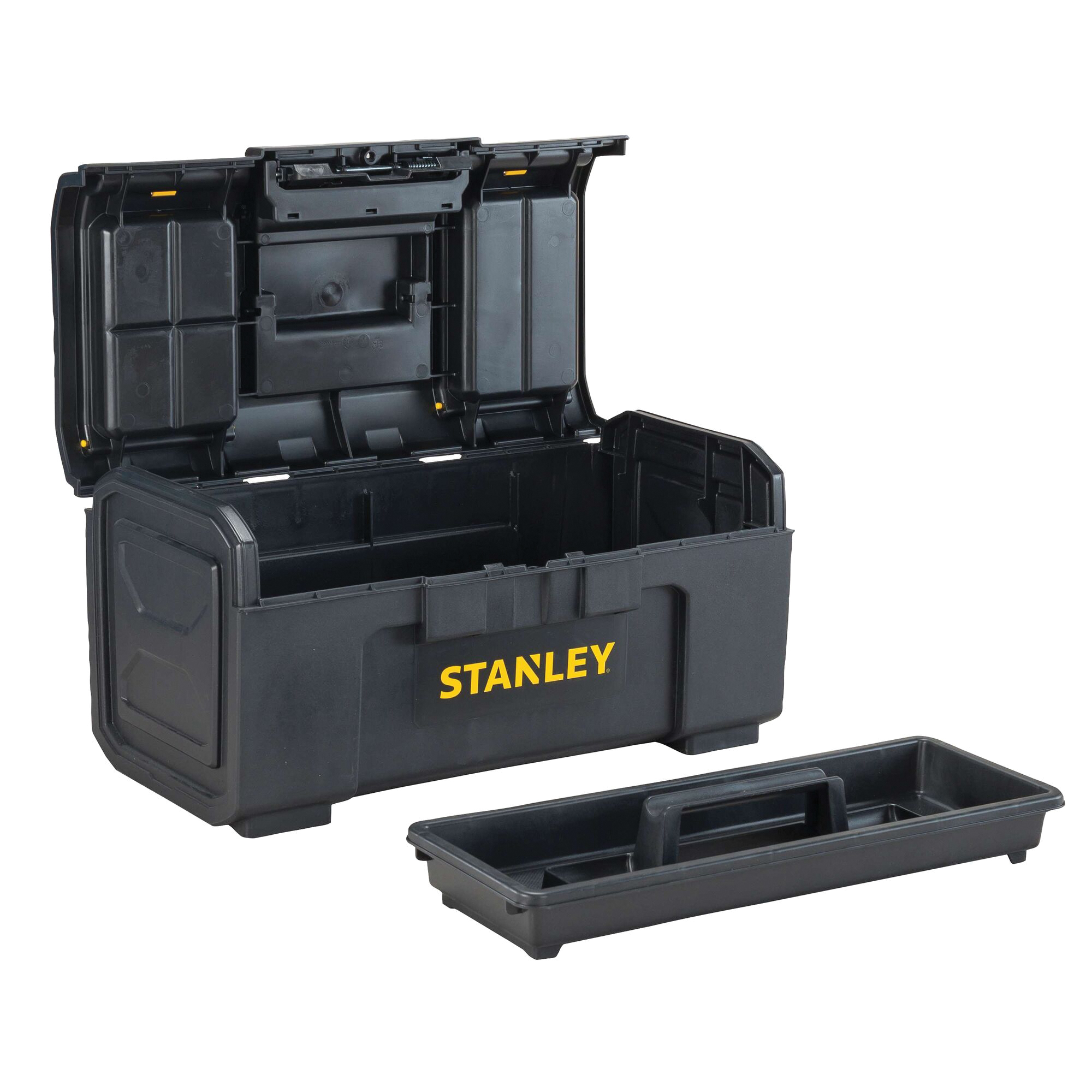 STANLEY STST19410 Tool Box, 30 lb, Polypropylene, Black/Yellow, 19 in L Outside, 3-Compartment - 3
