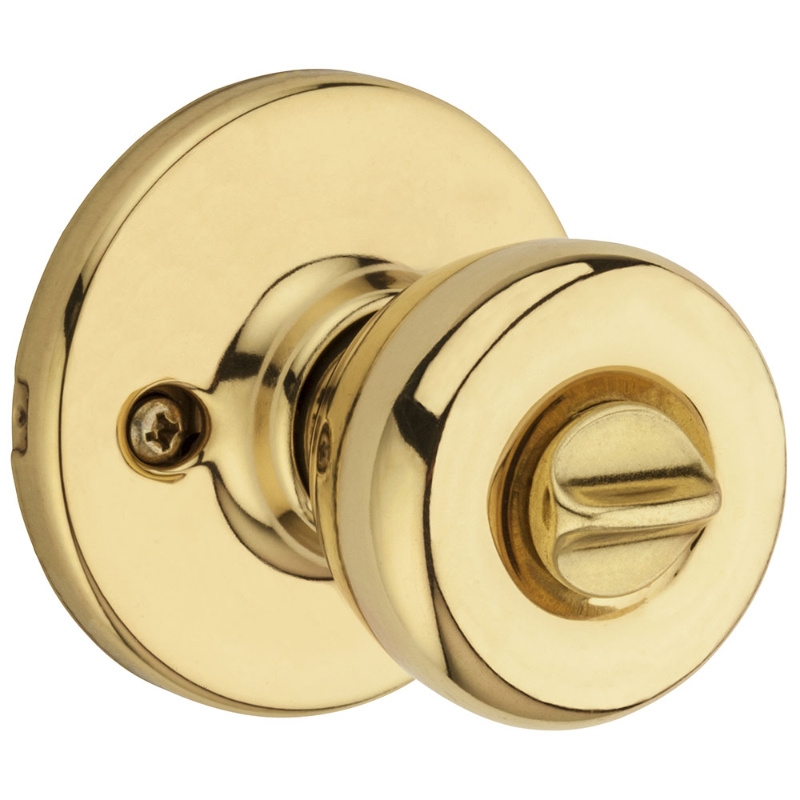 Kwikset 400T 3CP6K6 Entry Knob, Bell, Tylo, Polished Brass, K6 Keyway, 2-19/32 in L x 2-5/8 in W x 2-5/8 in H Dimensions - 2
