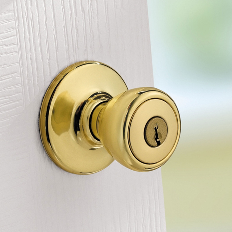 Kwikset 400T 3CP6K6 Entry Knob, Bell, Tylo, Polished Brass, K6 Keyway, 2-19/32 in L x 2-5/8 in W x 2-5/8 in H Dimensions - 3