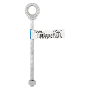 National Hardware N245-084 Eye Bolt, 1/4-20 Thread, Coarse Thread, 3-7/8 in L Thread, 1/2 in ID x 7/8 in OD Dia Eye - 2