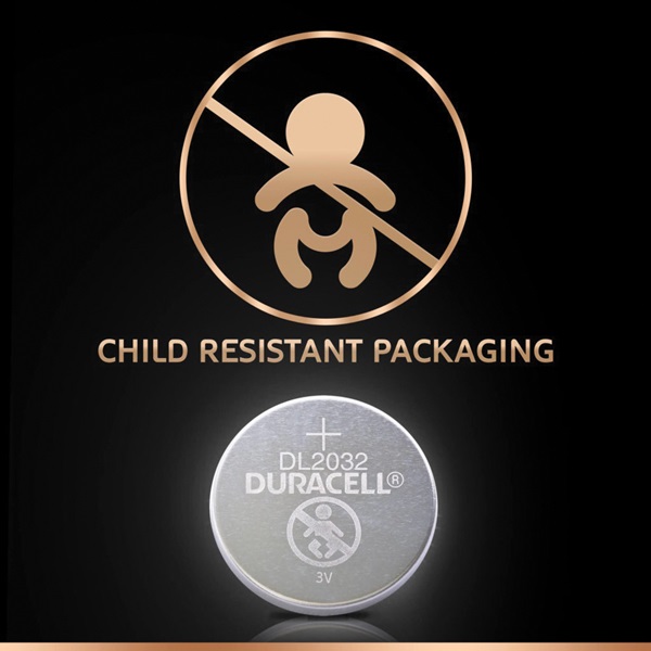 Duracell DL2032B2PK Coin Cell Battery, 3 V Battery, 220 mAh, Lithium, Manganese Dioxide - 3