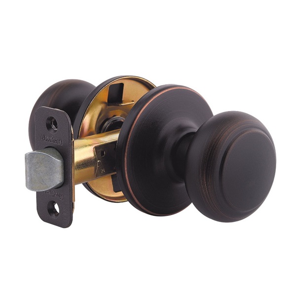 Kwikset 200CV 11P CP Passage Knob, Knob Handle, Metal, Venetian Bronze, 1-3/4 to 1-3/8 in Thick Door, 2-1/4 in Strike - 2