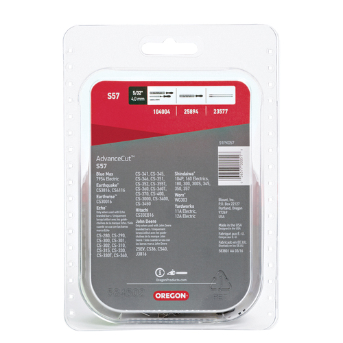 Oregon S45 Chainsaw Chain, 12 in L Bar, 0.05 in, 3/8 in TPI/Pitch, 45-Link - 2