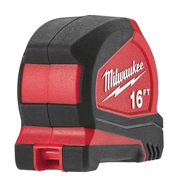 Milwaukee 48-22-6616 Tape Measure, 16 ft L Blade, 1 in W Blade, Steel Blade, ABS Case, Black/Red Case - 3