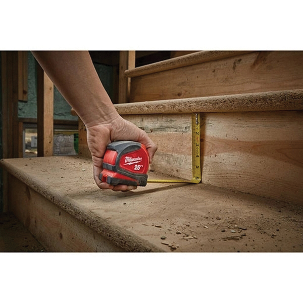Milwaukee 48-22-6616 Tape Measure, 16 ft L Blade, 1 in W Blade, Steel Blade, ABS Case, Black/Red Case - 4