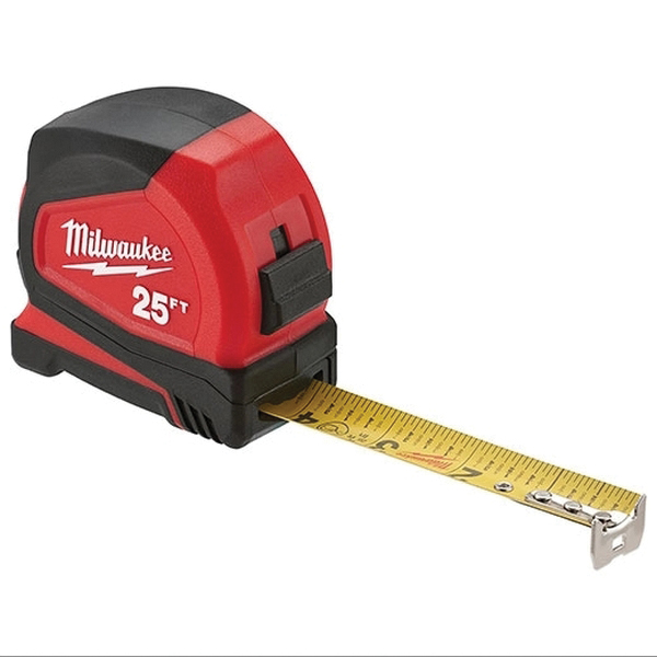 Milwaukee 48-22-6625 Tape Measure, 25 ft L Blade, 1 in W Blade, Steel Blade, ABS Case, Black/Red Case - 4