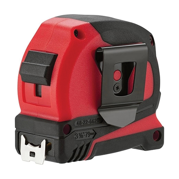 Milwaukee 48-22-6625 Tape Measure, 25 ft L Blade, 1 in W Blade, Steel Blade, ABS Case, Black/Red Case - 5