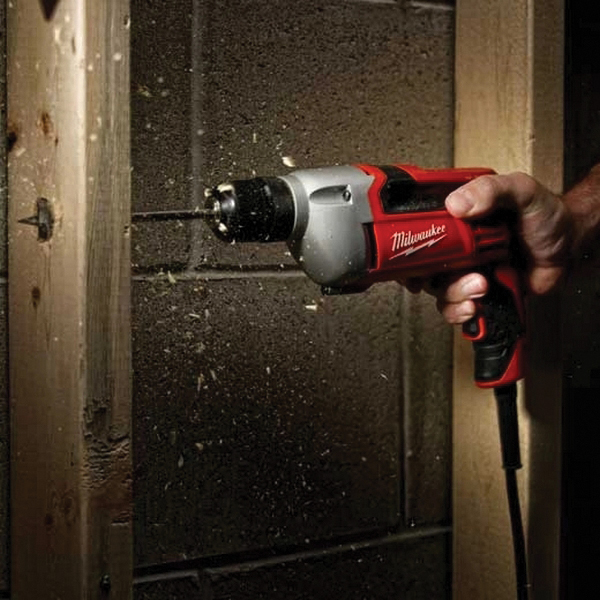 Milwaukee 0240-20 Electric Drill, 8 A, 3/8 in Chuck, Keyless Chuck, 8 ft L Cord, Includes: (1) Soft Grip Handle - 2