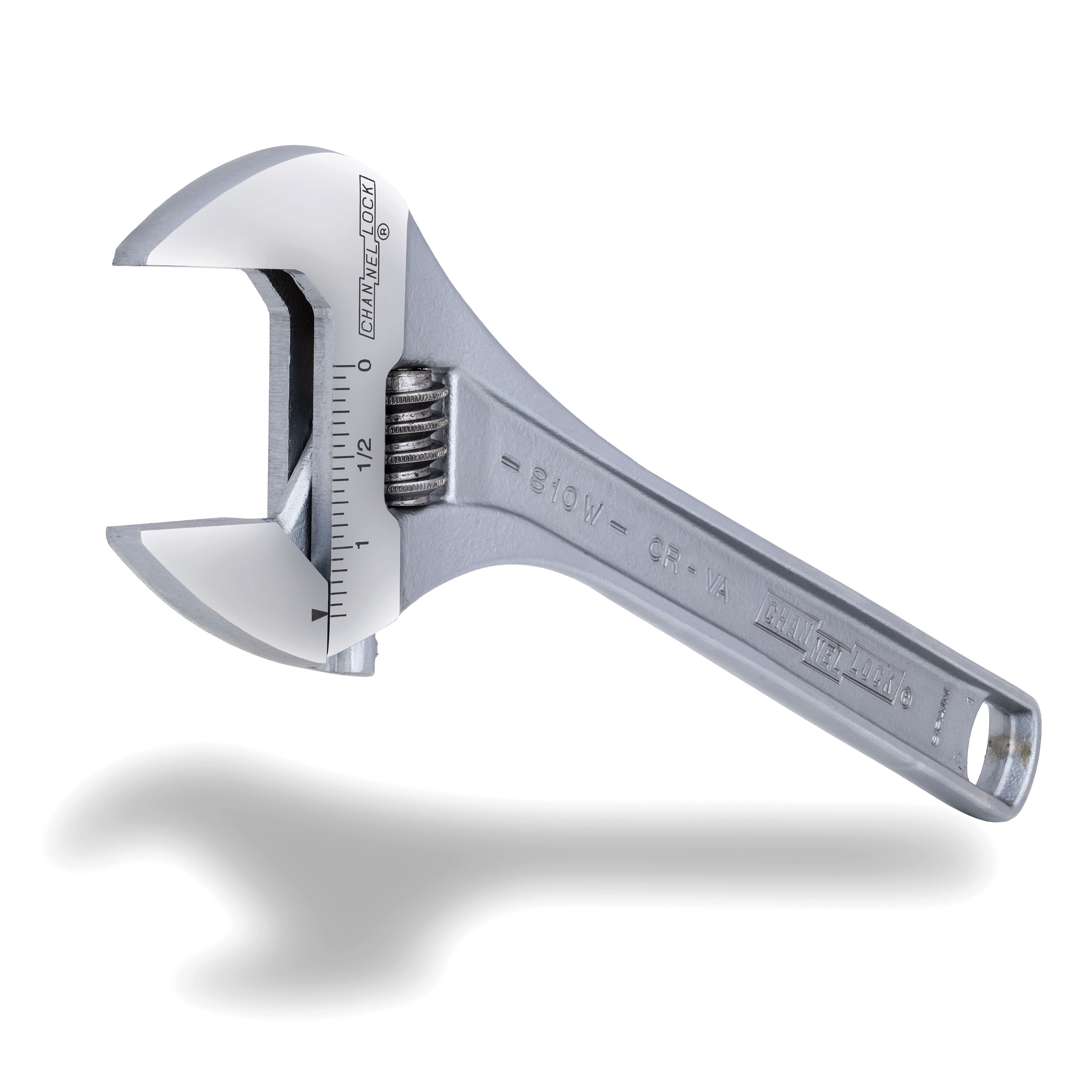 Channellock WIDEAZZ Series 810W Adjustable Wrench, 10 in OAL, 1.34 in Jaw, Steel, Chrome-Plated, Plain Grip Handle - 2