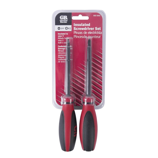Gardner Bender SCE-3262 Screwdriver Set, 2-Piece, Vanadium Steel, Red - 2