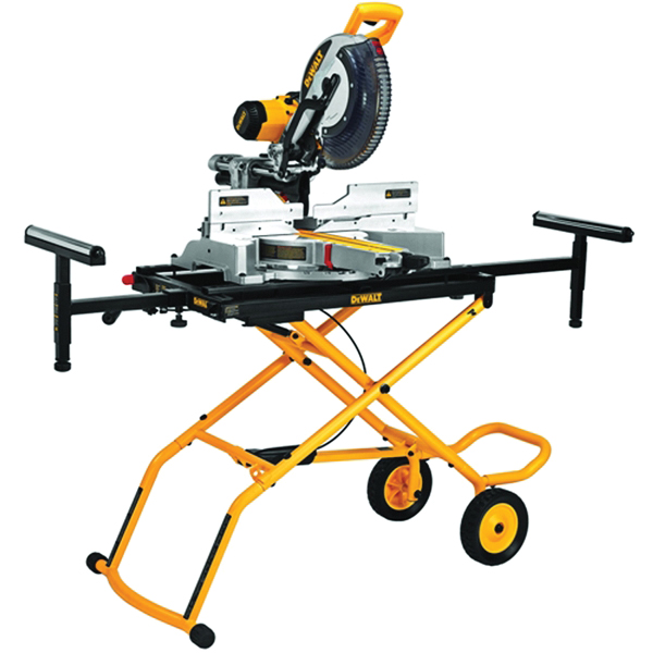 DEWALT DWX726 Rolling Miter Saw Stand, 300 lb, 98 in W Stand, 32-1/2 in H Stand, Steel, Black/Yellow - 2