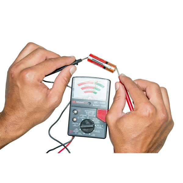 Gardner Bender GBT-500A Battery Tester, 1.5 to 22.5 V, Analog Display, Black - 2