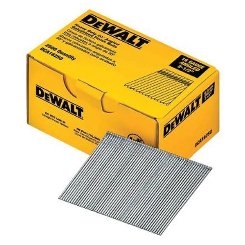DEWALT DCA16250 Series Finish Nail, Glue Collation, 2-1/2 in L, 16 Gauge, Steel, Suitable for: DC618K Finish Nailer - 2