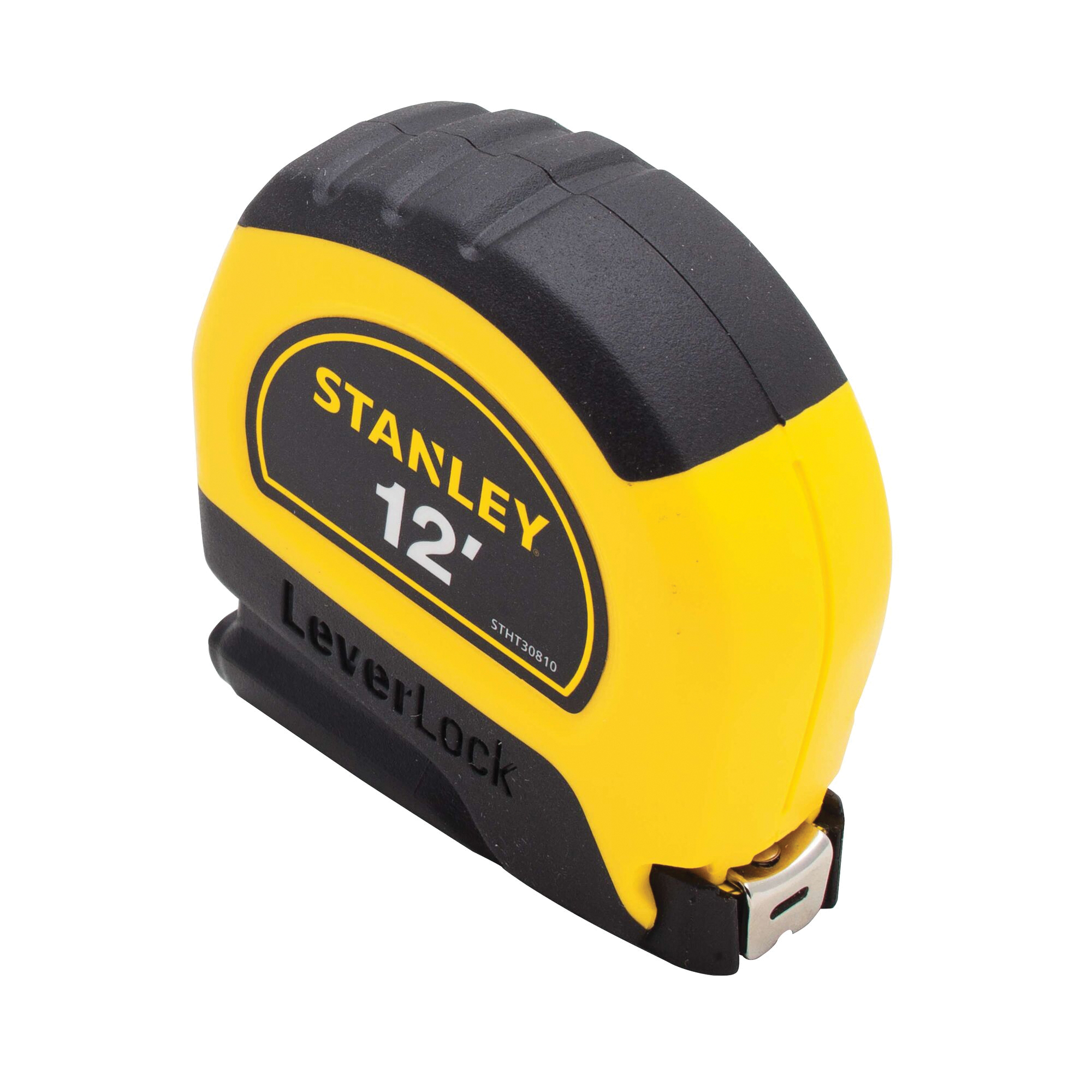 STANLEY LEVERLOCK Series STHT30810 Tape Measure, 12 ft L Blade, 1/2 in W Blade, Steel Blade, ABS Case, Black/Yellow Case - 2