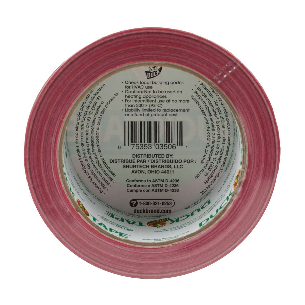 Duck 1265014 Duct Tape, 20 yd L, 1.88 in W, Vinyl Backing, Red - 3