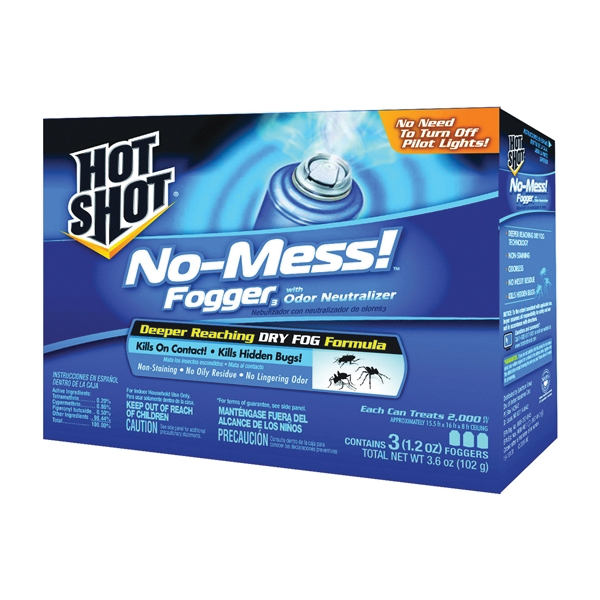 Hot Shot No-Mess! HG-20177 Fogger with Odor Neutralizer, 2000 cu-ft Coverage Area, Light Yellow - 2