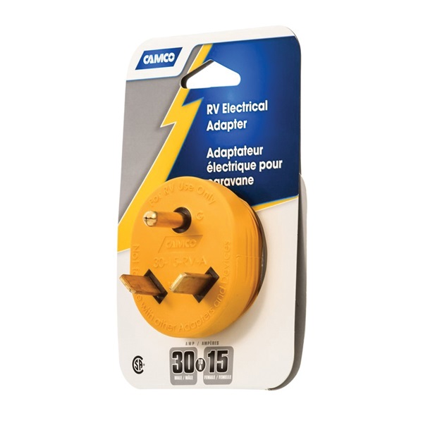Camco USA 55233 Adapter, 15, 30 A, 125 V, Male, Female - 2