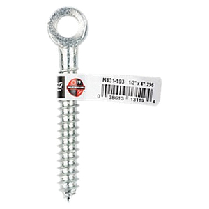National Hardware 296BC Series N131-193 Screw Eye, 3 in L Thread, 4 in OAL, 150 lb Working Load, Steel, Zinc - 2