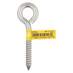 National Hardware N220-806 Lag Screw Eye, 3/8 in Thread, 2 in L Thread, 4-1/2 in OAL, 275 lb Working Load - 2