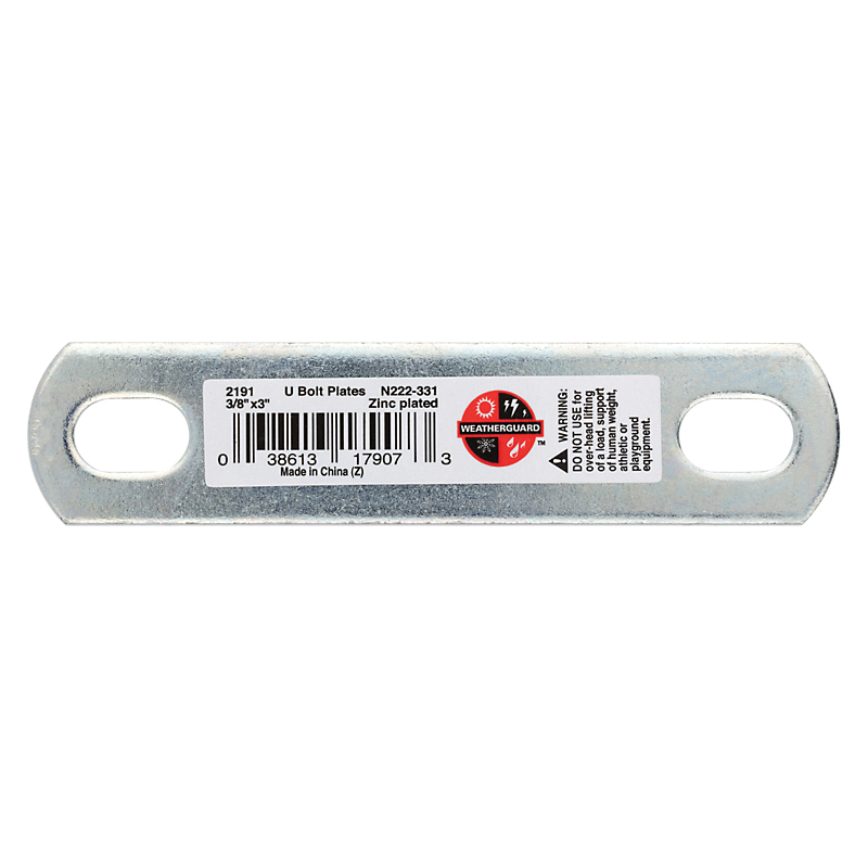 National Hardware 2191BC Series N222-331 U-Bolt Plate, 4.88 in L, 1.02 in W, 0.44 in Bolt Hole, 3-1/2 in Between Hole - 2
