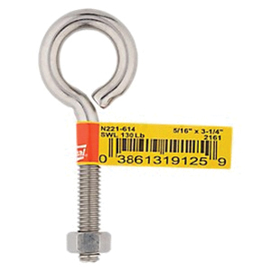 National Hardware N221-614 Eye Bolt, 5/16-18 Thread, Coarse Thread, 1-3/4 in L Thread, 3/4 in ID Dia Eye - 2