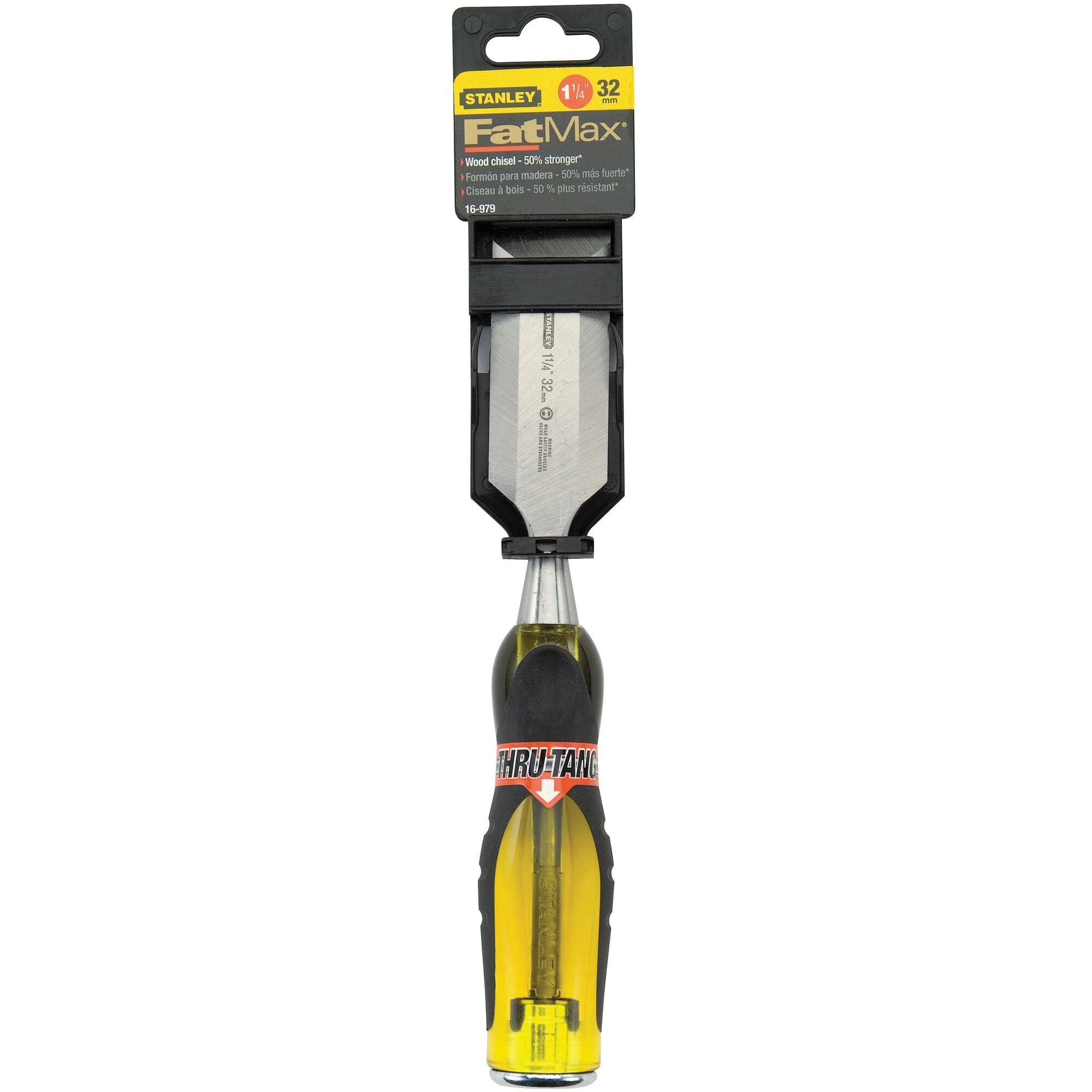 STANLEY Fatmax Thru-Tang 16-979 Chisel, 1-1/4 in Tip, 9 in OAL, Chrome Carbon Alloy Steel Blade, Ergonomic Handle - 2