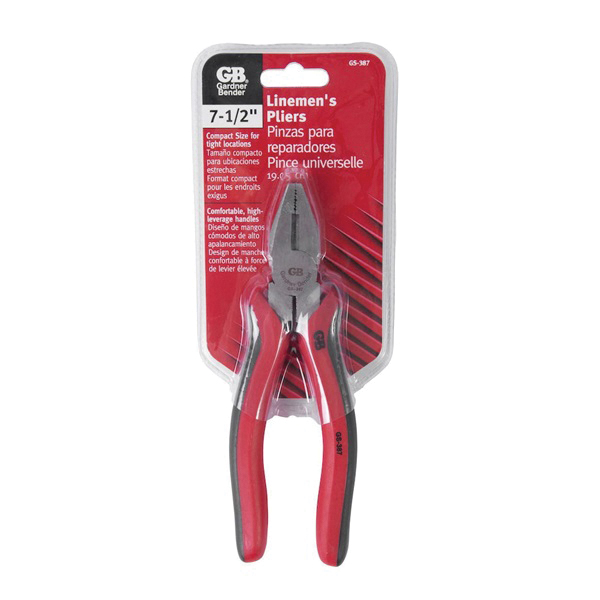 Gardner Bender GS-387 Lineman's Pliers, 7-1/2 in OAL, 1-1/4 in Jaw Opening, Red Handle, Comfort Grip Handle - 2