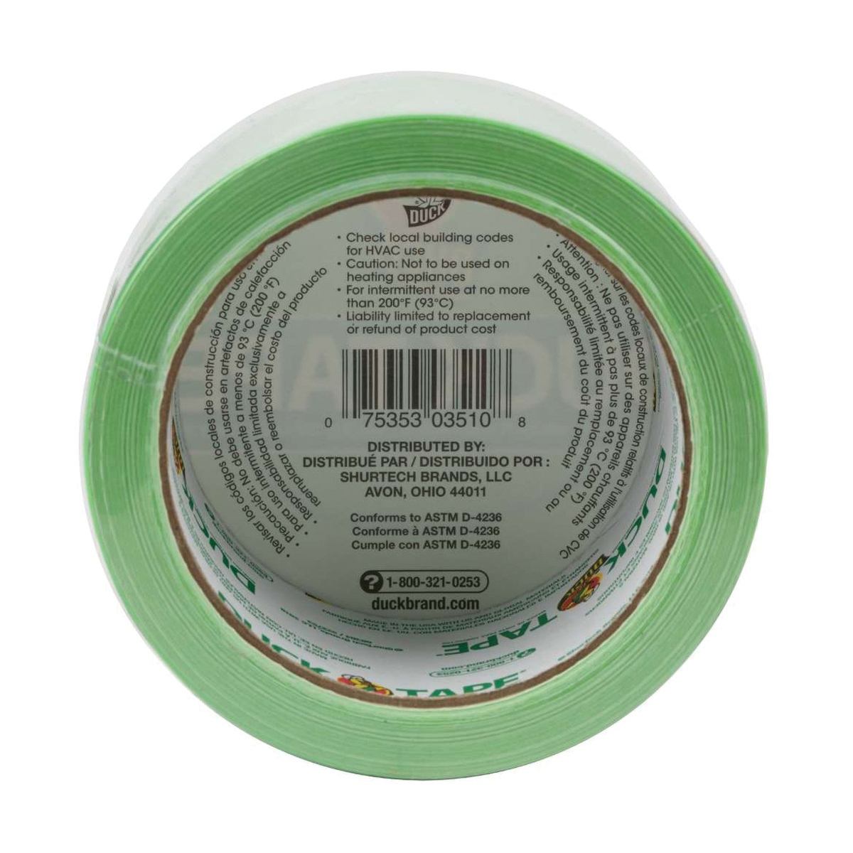 Duck 1265018 Duct Tape, 15 yd L, 1.88 in W, Vinyl Backing, Neon Green - 4