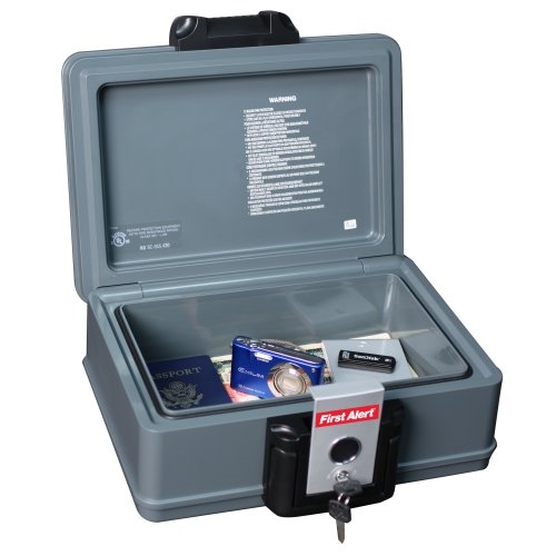 First Alert 2013F Protector Chest, 0.17 cu-ft, 14.1 in W x 6-1/4 in D x 11.65 in H Exterior, Resin, Slate, Keyed Lock - 2