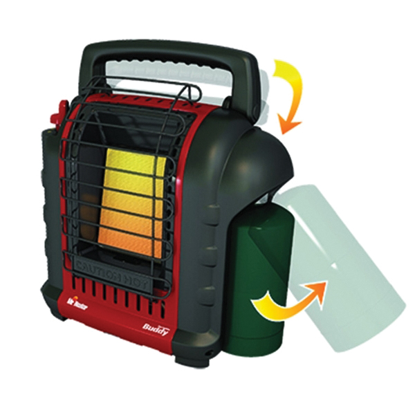Mr. Heater F232000 Portable Buddy Heater, 9 in W, 15 in H, 4000, 9000 Btu Heating, Propane, Gray/Red - 2