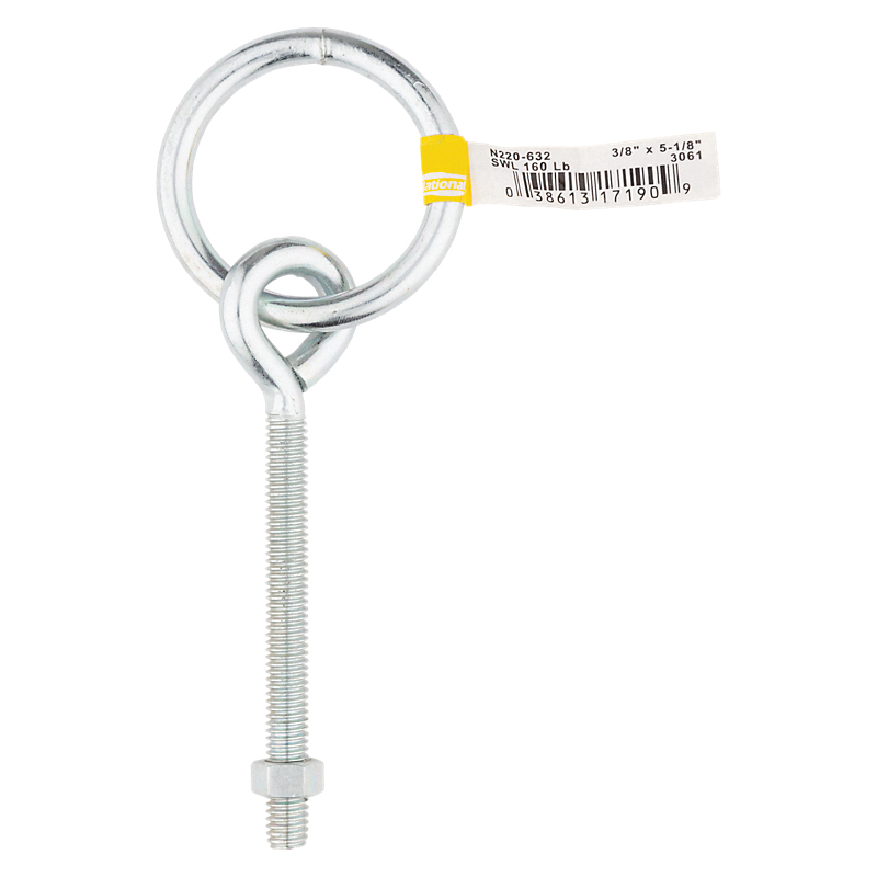 National Hardware 2061BC Series N220-632 Hitch Ring with Eye Bolt, 160 lb Working Load, 2 in ID Dia Ring, Steel, 1/BAG - 2