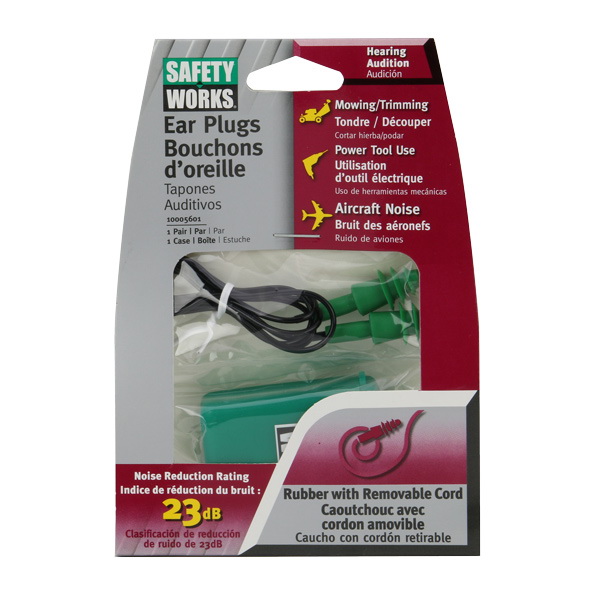 Safety Works SWX00353 Ear Plugs, 23 dB NRR, Rubber Ear Plug - 3