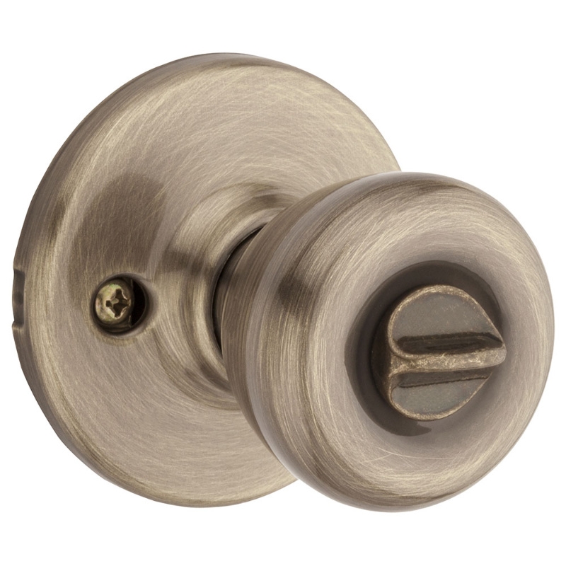 Kwikset 400T 5CPK6 Entry Knob, Knob Handle, Antique Brass, K6 Keyway, 3 Grade - 2