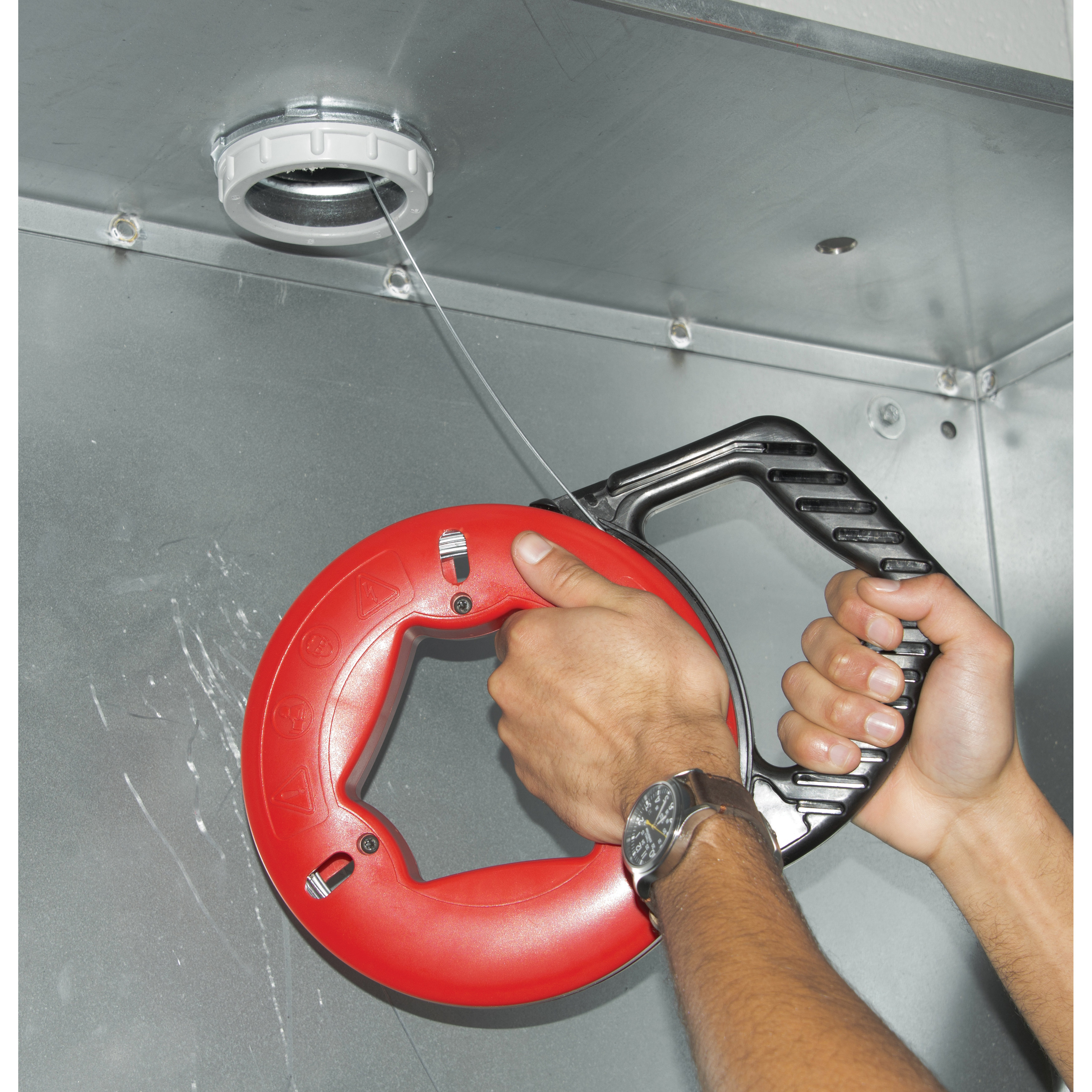 Gardner Bender UpperHand Series FTS-65R Fish Tape, 1/8 in Tape, 65 ft L Tape, Carbon Steel Tape, Red Case - 3