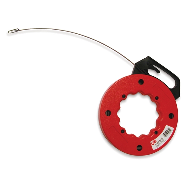 Gardner Bender FTS Series FTS-50B Fish Tape, 1/8 in Tape, 50 ft L Tape, Steel Tape, Red Case - 2