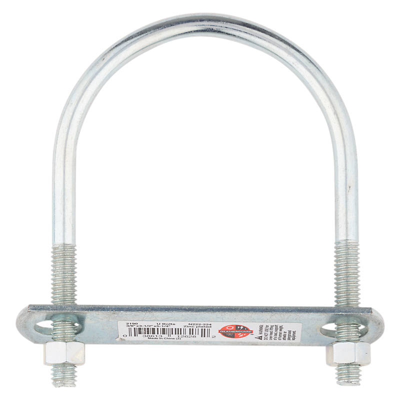 National Hardware N222-224 U-Bolt, 3/8-16 Thread, 2-1/2 in L Thread, Steel, Zinc - 2