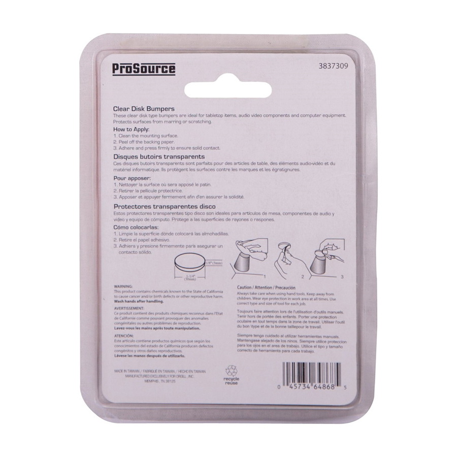 ProSource FE-50774-PS Furniture Bumper Pad, 1-1/4 in, Disk, Polyurethane - 3