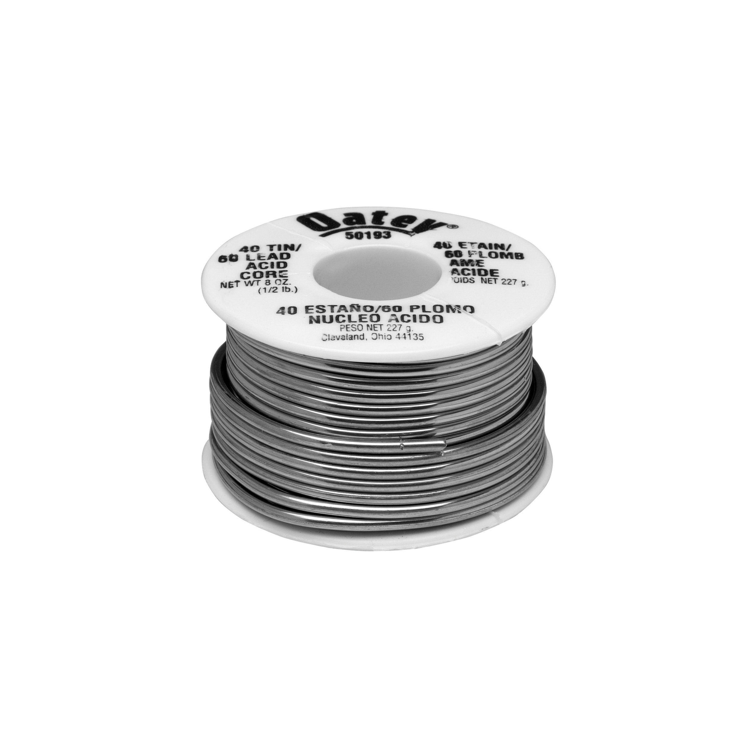 Oatey 50193 Acid Core Wire Solder, 1/2 lb, Solid, Silver, 360 to 460 deg F Melting Point - 3