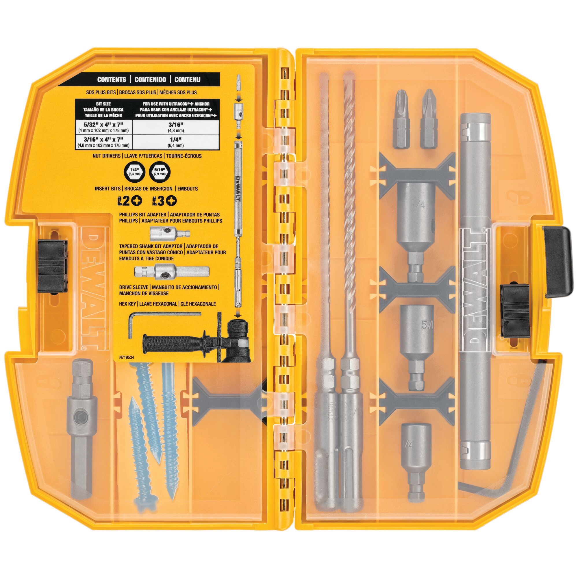 DEWALT ULTRACON+ DW5366 Anchor Drive Installation Kit, 10-Piece, Carbide - 2