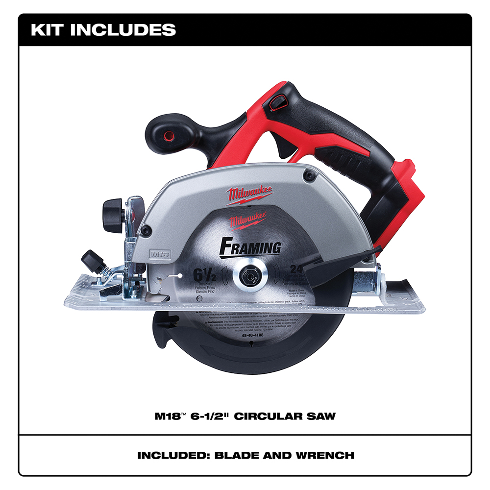 Milwaukee M18 2630-20 Circular Saw, Tool Only, 18 V, 2.8 Ah, 6-1/2 in Dia Blade, 50 deg Bevel - 2