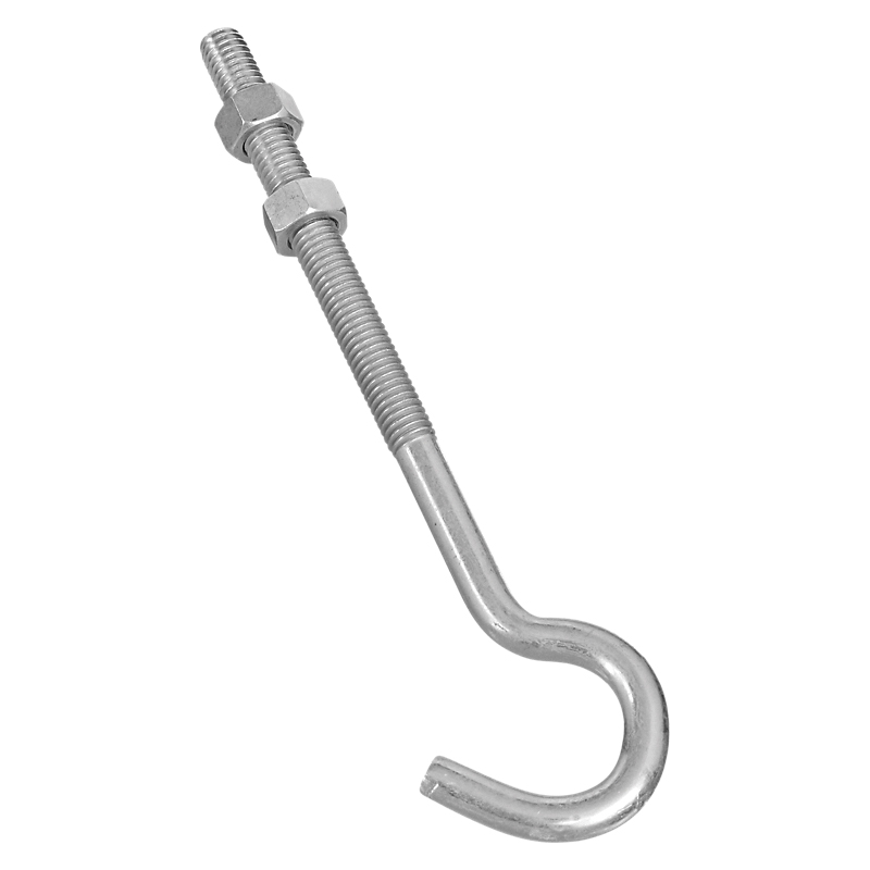 National Hardware 2162BC Series N221-697 Hook Bolt, 3/8-16 Thread, 3-7/8 in L Thread, 7 in L, Steel, Zinc-Plated - 2