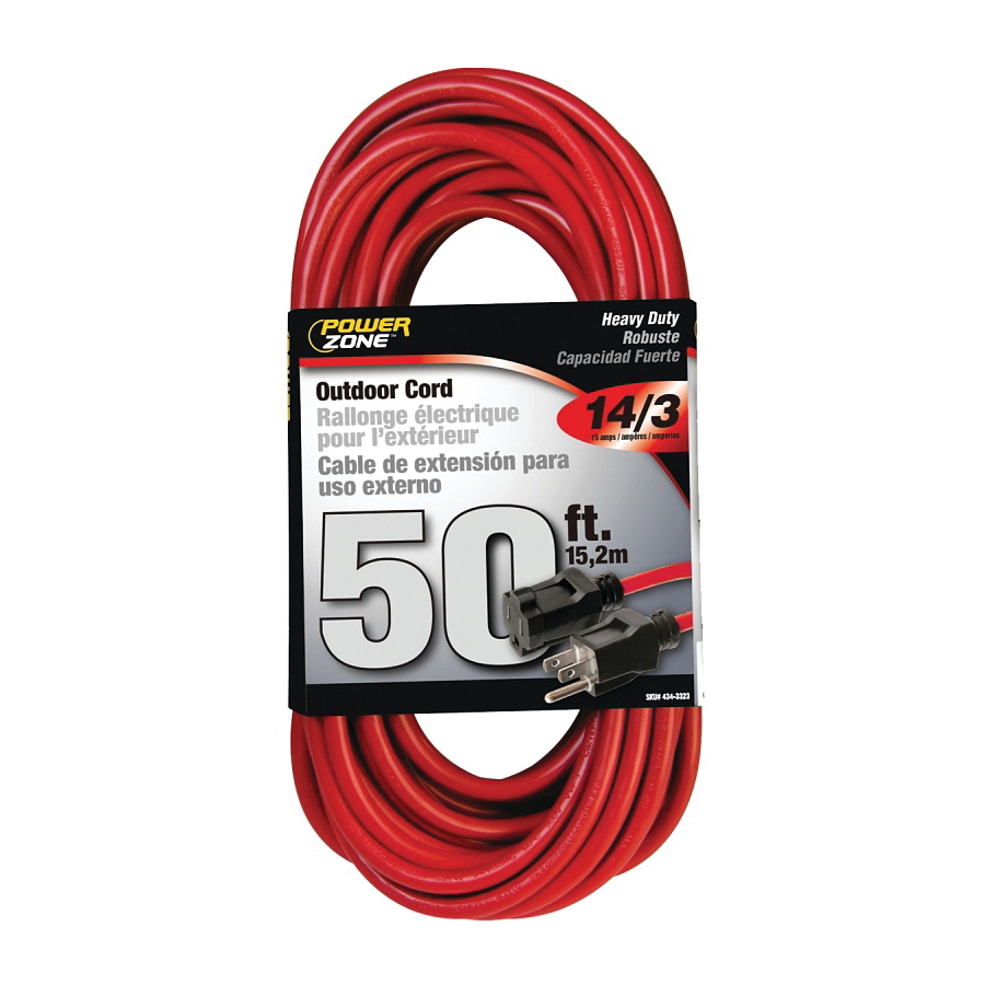 PowerZone OR514730/506730 Extension Cord, 14 AWG Cable, 50 ft L, 13 A, 125 V, Blue/Yellow Jacket - 1